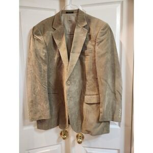 George Blazer Mens 48L Beige Corduroy Sport Coat Jacket 2 Button Lined Long